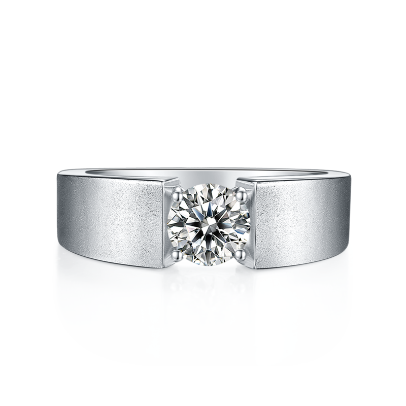 震东款S925银镀白金MoissaniteMen's Ring1ctD级